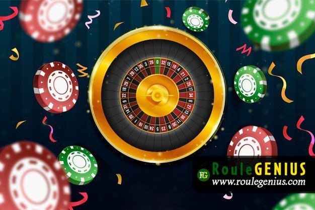 realistic casino roulette background with chips