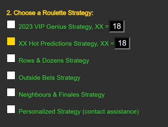 roulegenius strategies selected