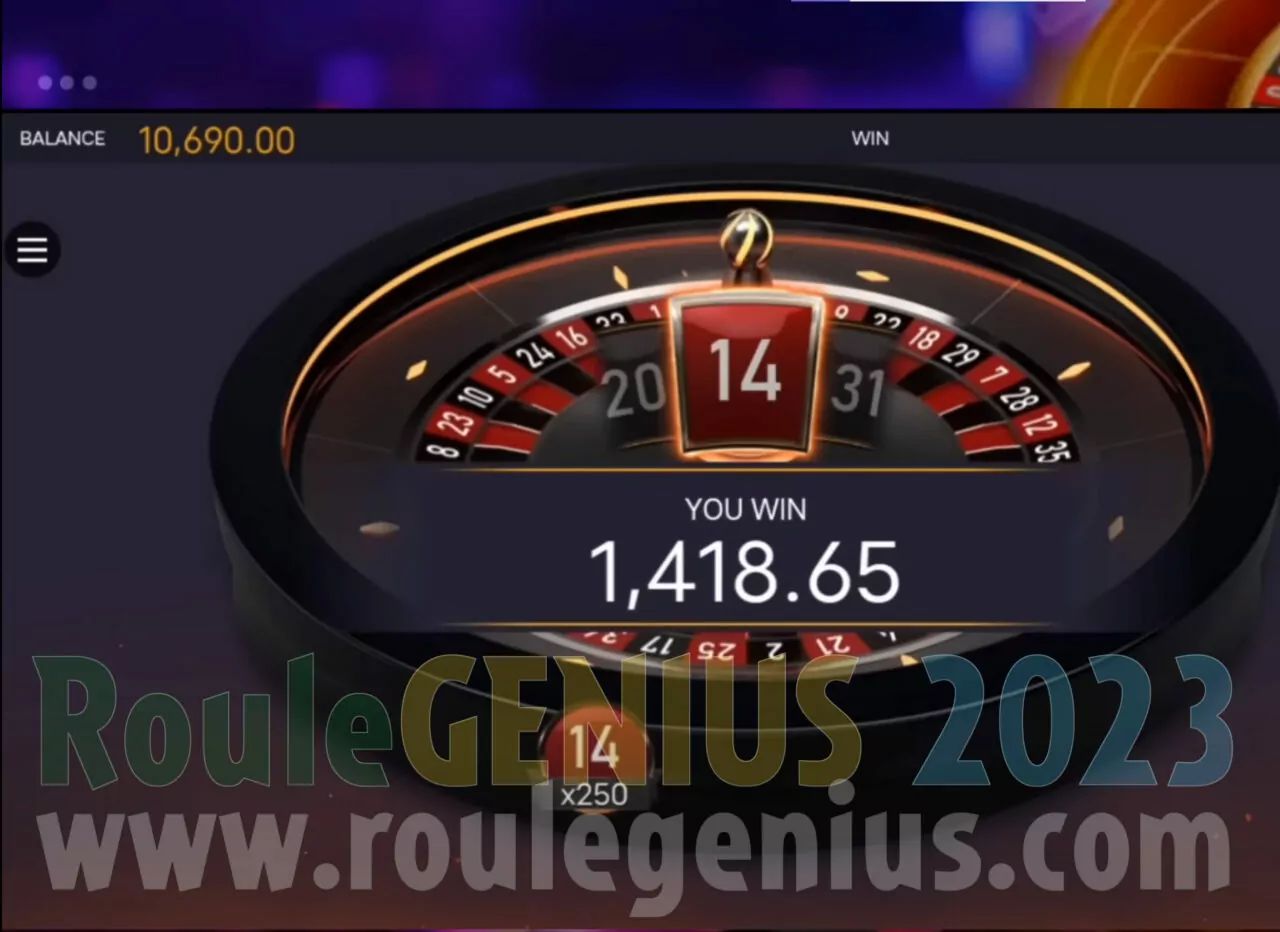winning results roulegenius 1420 eur as profit